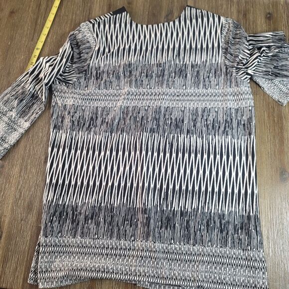 HG Twenty Six Tunic Blouse Women Plus 2X Black White Bohemian Boho - Picture 2 of 6